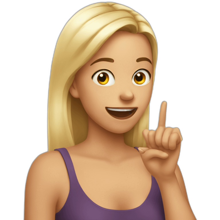 Girl biting own finger with smirk emoji