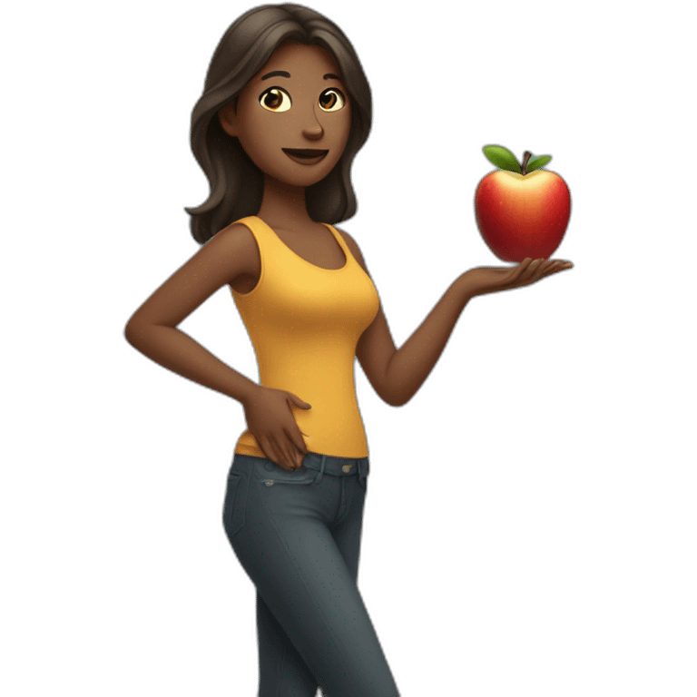 woman holding an apple emoji