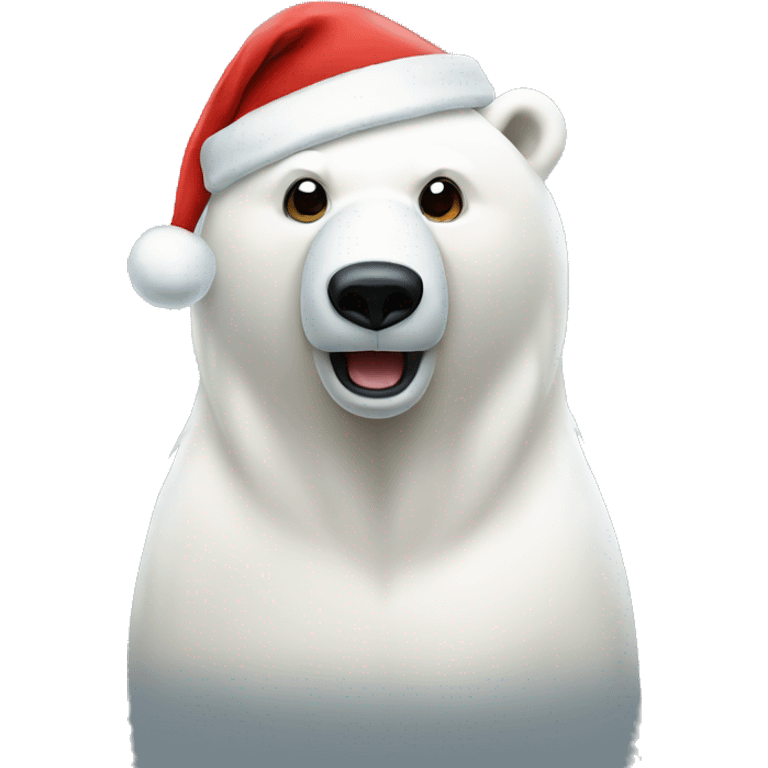 Polar bear with a santa hat emoji