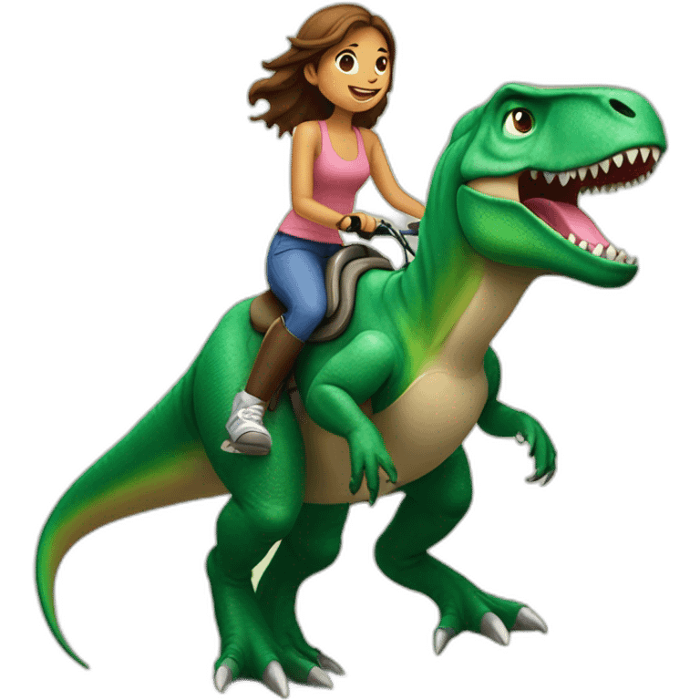 girl riding t-rex emoji