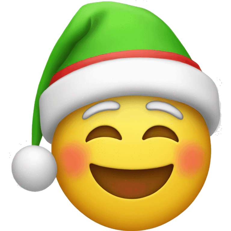 A happy face with a christmas hat emoji