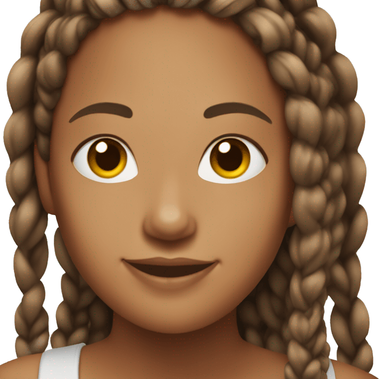 woman with brown skin,smiling with box braids  emoji