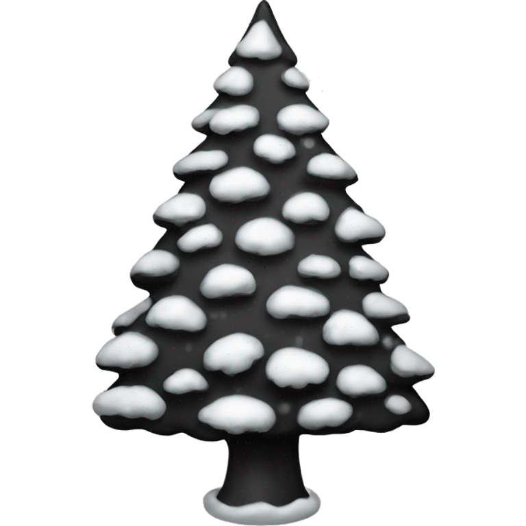 isolated black christmas’s tree with snow  emoji