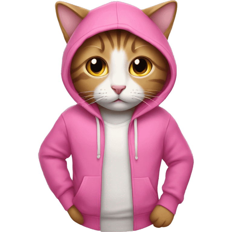 cat wearing a pink hoodie emoji