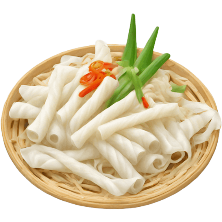 Flat rice noodles with flying wings emoji