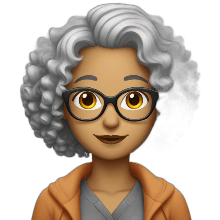 woman glasses curly grey hair emoji