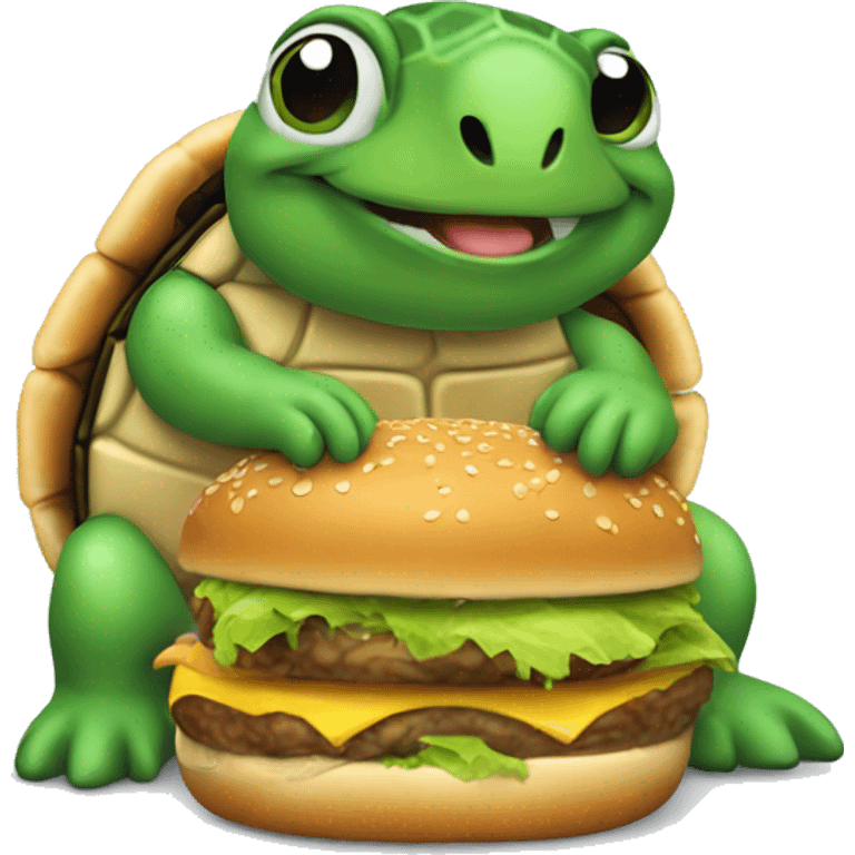 turtle eating burger emoji