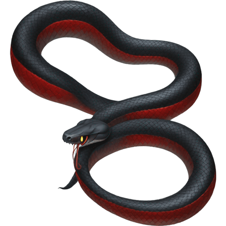 Long Black snake with red belly detailed emoji