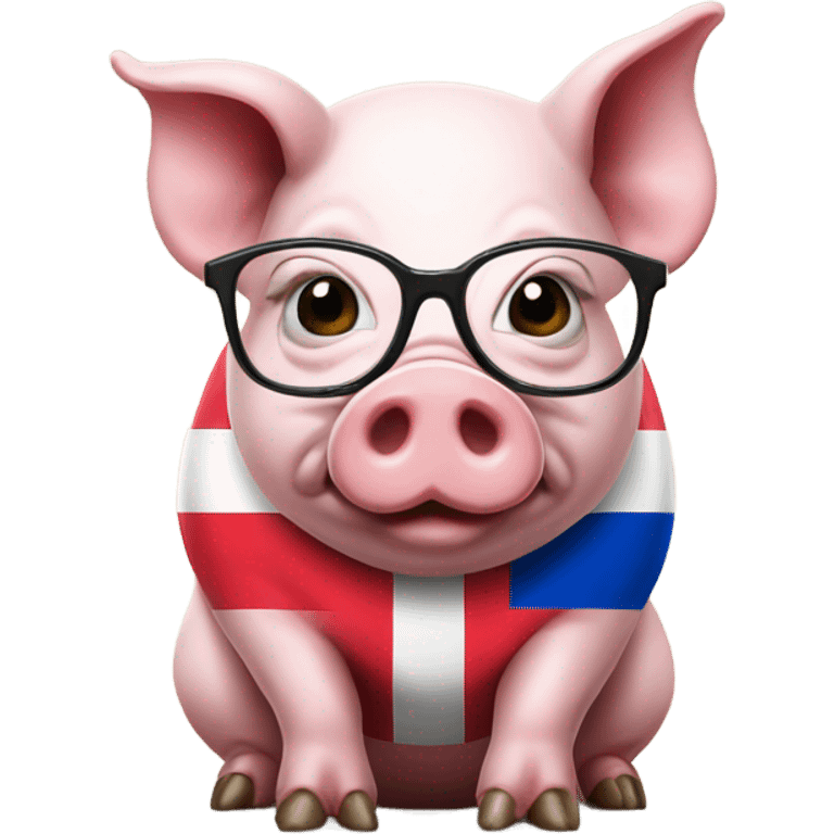 Pig with glasses and Serbian flag emoji