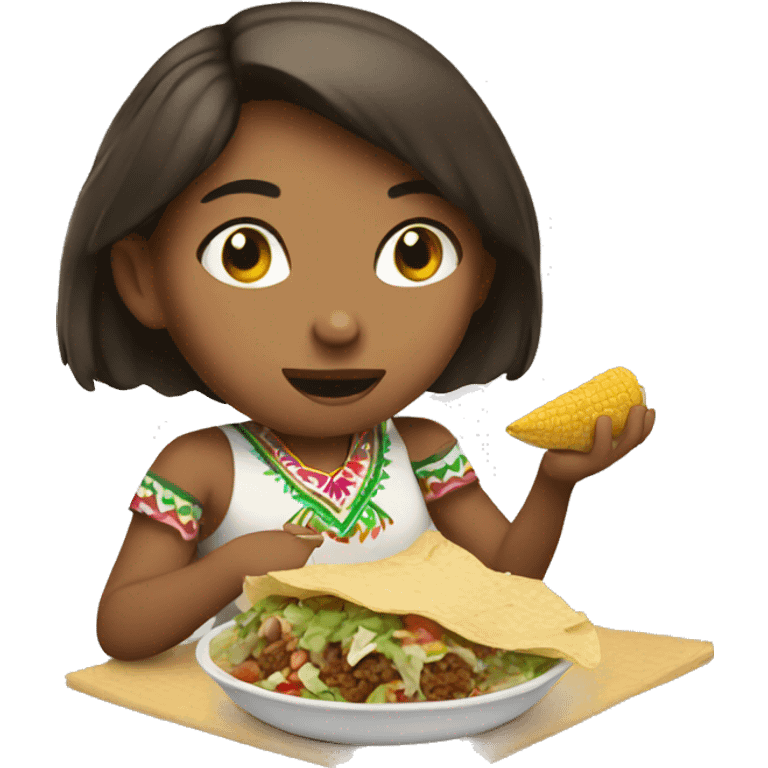 Girl eating mexican emoji