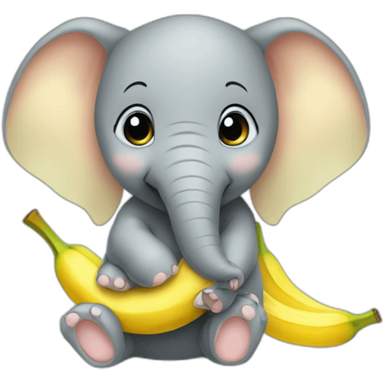 the cute baby elephant eats a banana emoji