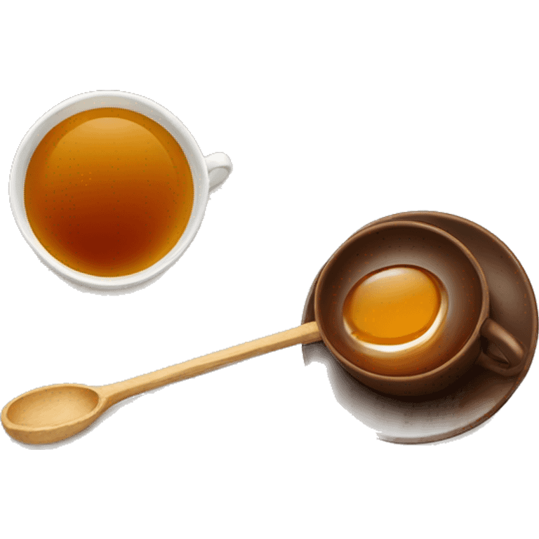 brown cup with tea on saucer honey spoon  emoji