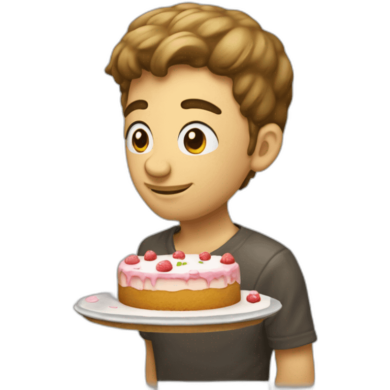 Michou avec un gâteau sur la tête emoji