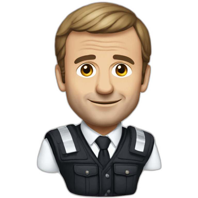 emmanuel macron with a secutiry gilet emoji