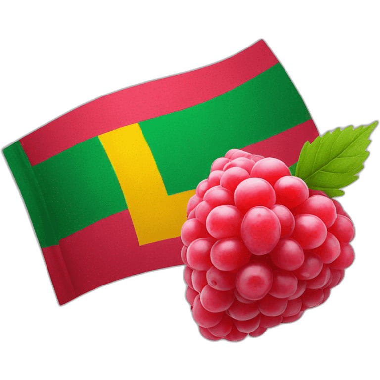 Lithuanian flag with a raspberry fruit on it emoji