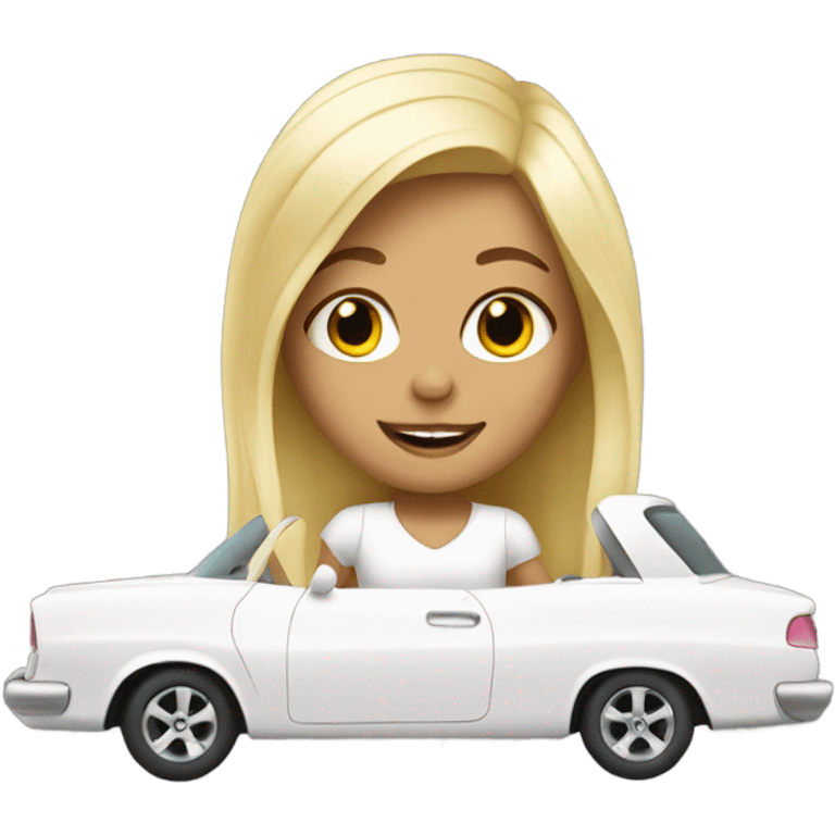 blonde girl in white car  emoji