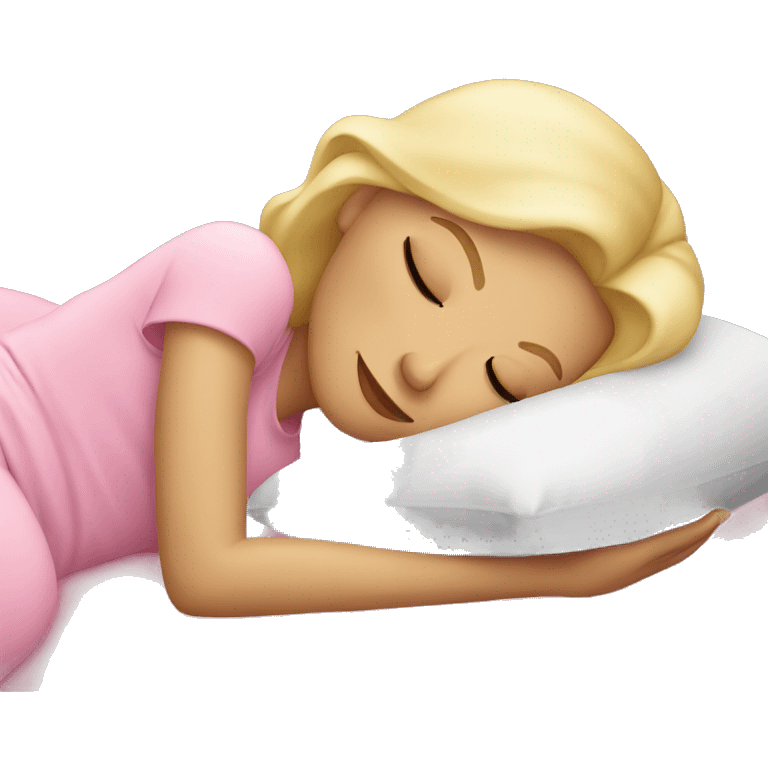 blonde woman sleeping on pink pillow emoji