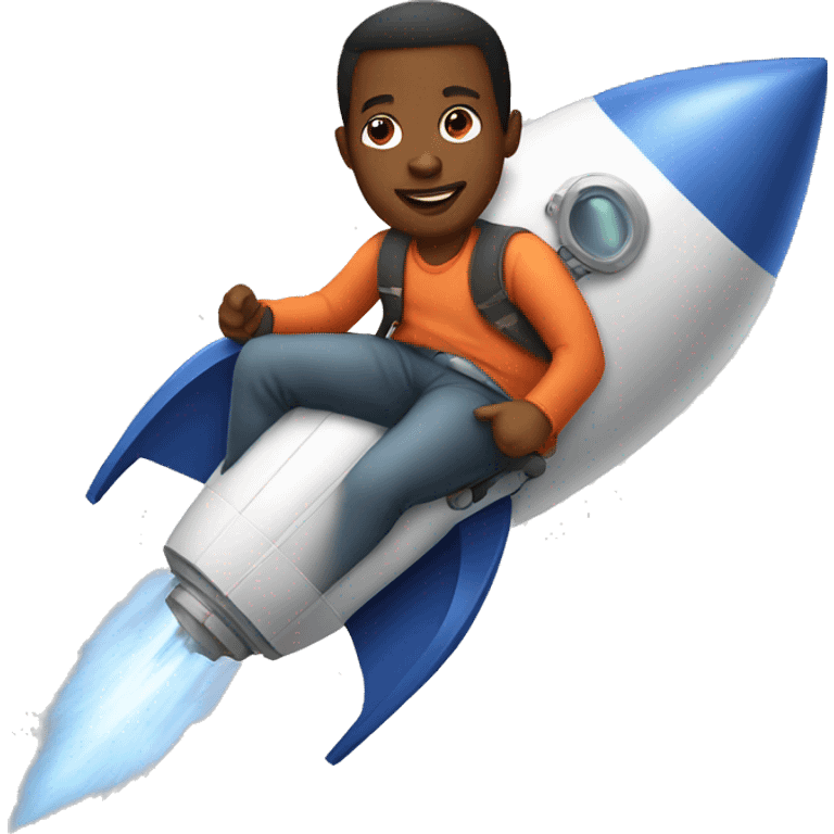 Pregnant black man riding a rocket emoji