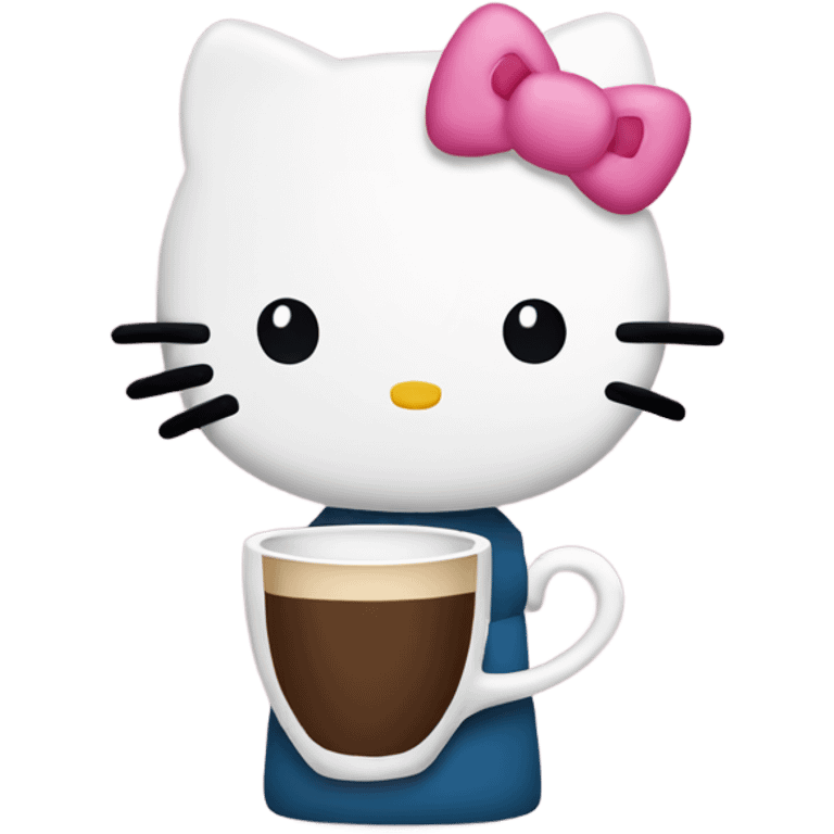 Hello kitty drinking a cup of coffee  emoji