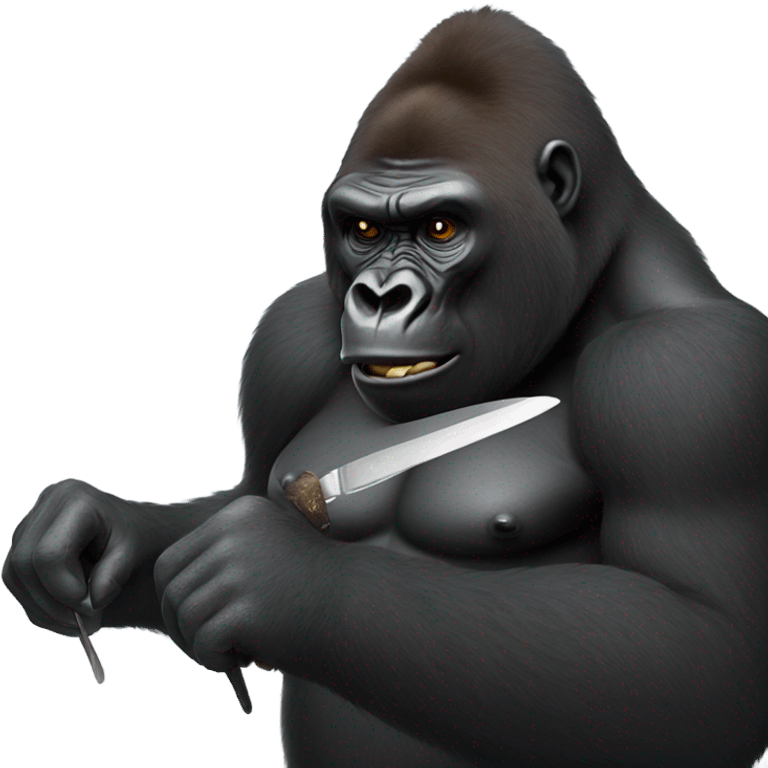 Gorilla holding a knife emoji