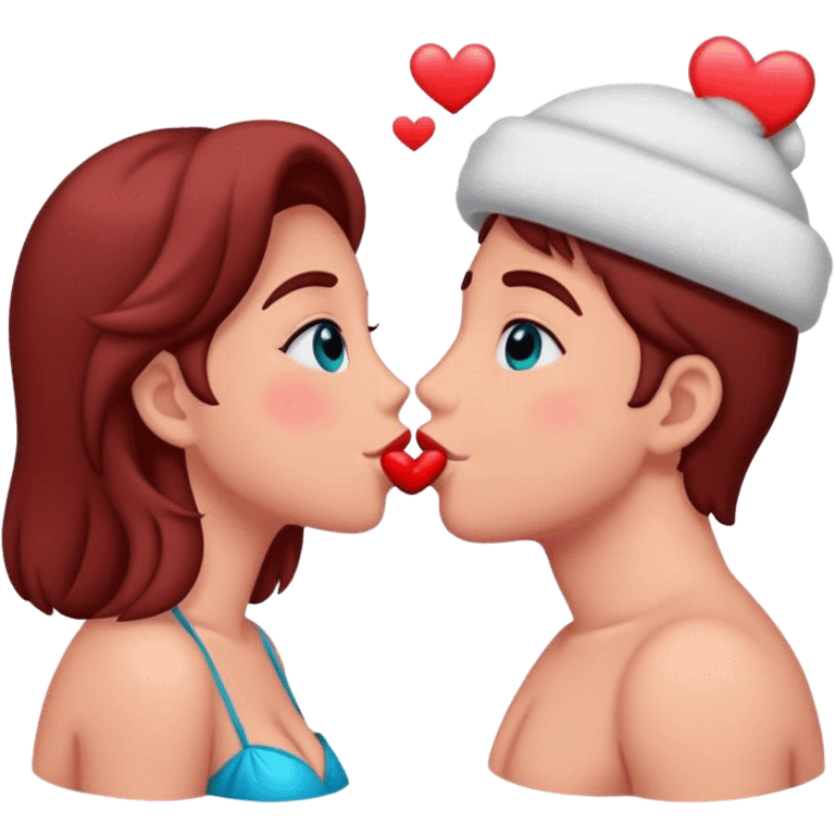 beso enamorados de morenos emoji