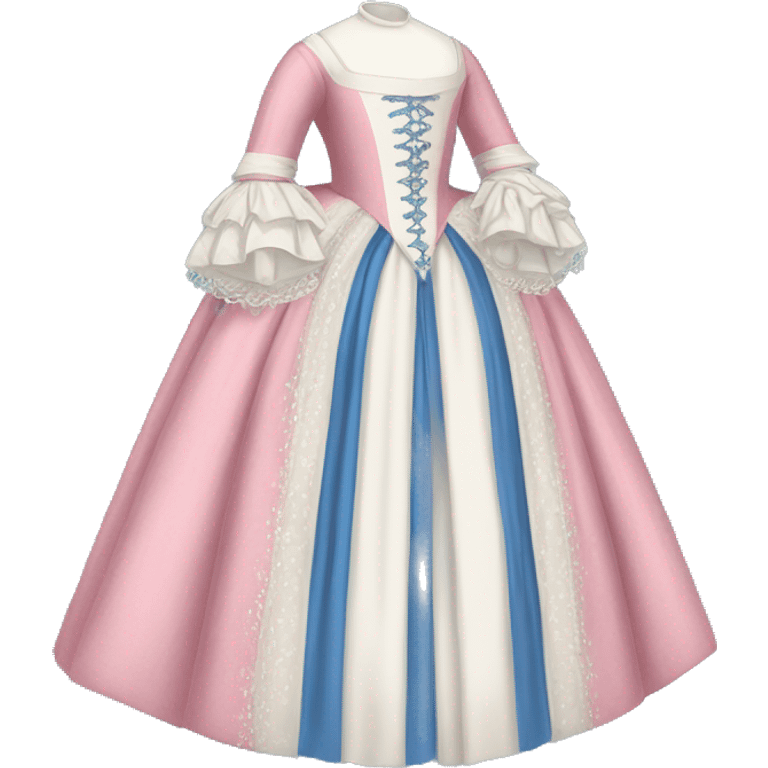 17th century gown with pink white and blue  emoji