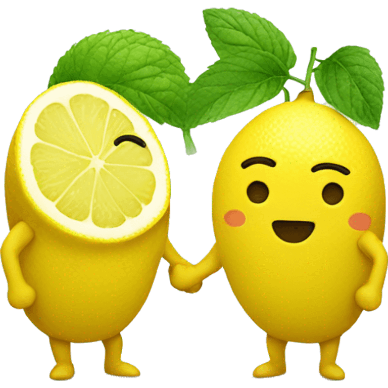 Lemon and mint holding hands  emoji