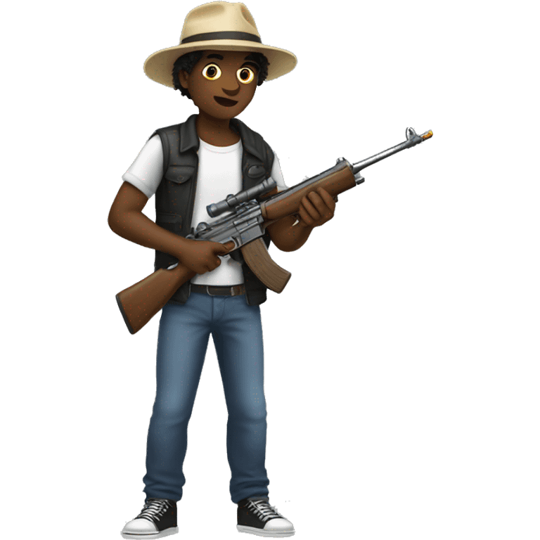 realistic solo boy in hat with weapon emoji