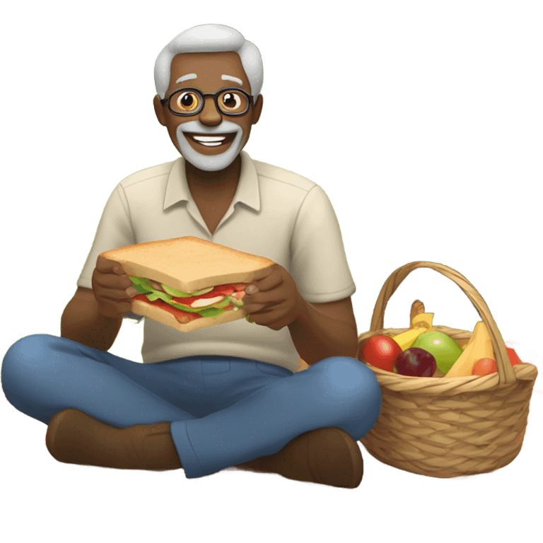 old man enjoying picnic under tree emoji