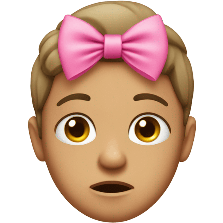 stressed out emoji with a pink bow emoji