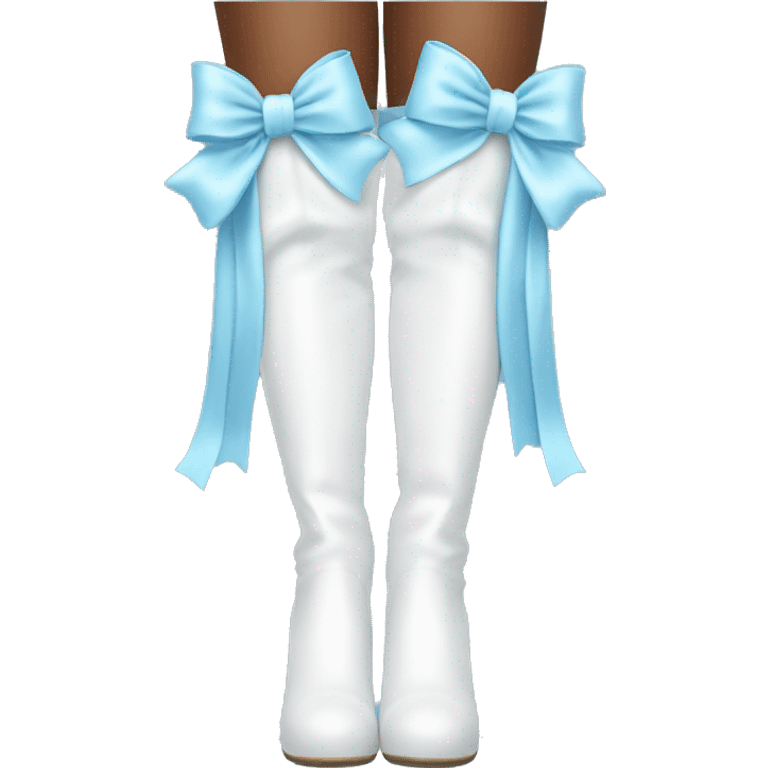 White thigh high boots with baby blue bows emoji