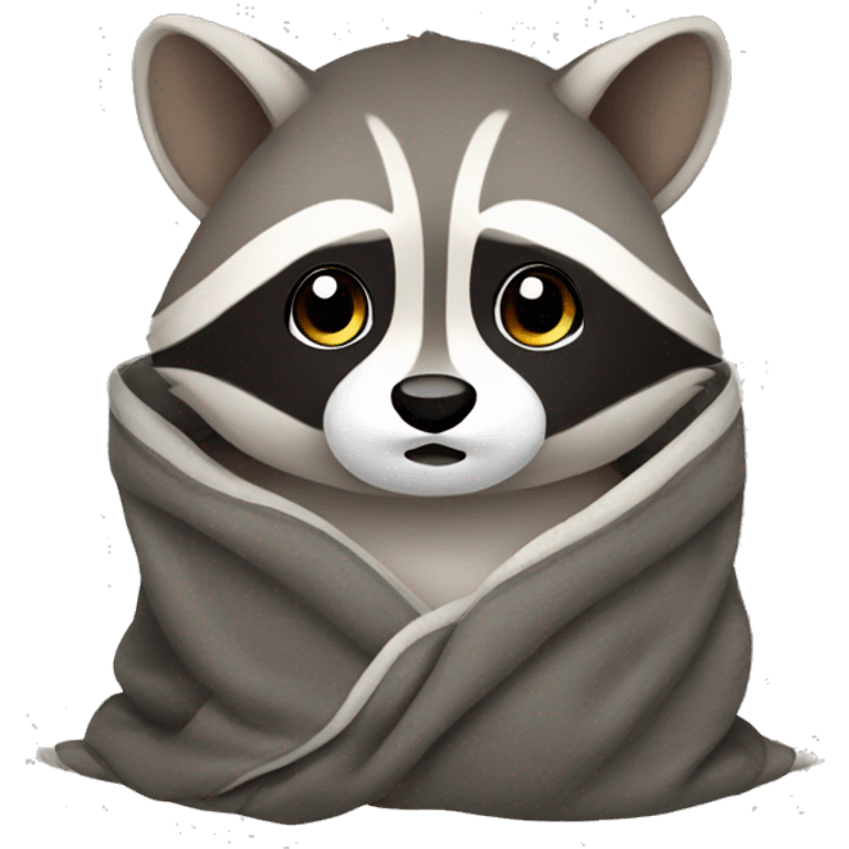 Cute raccoon in blanket emoji