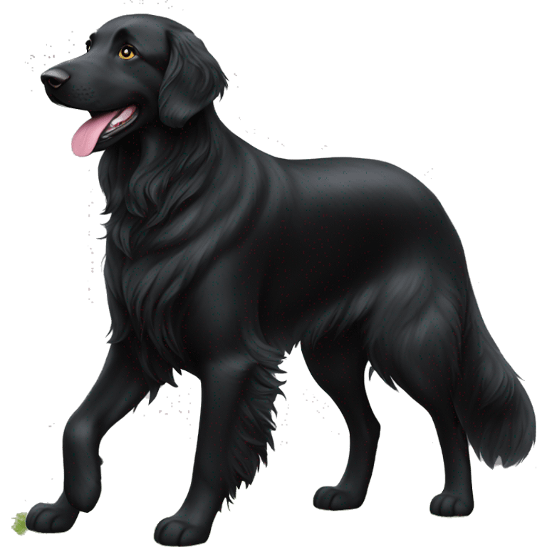 Flat coated retriever at the park emoji