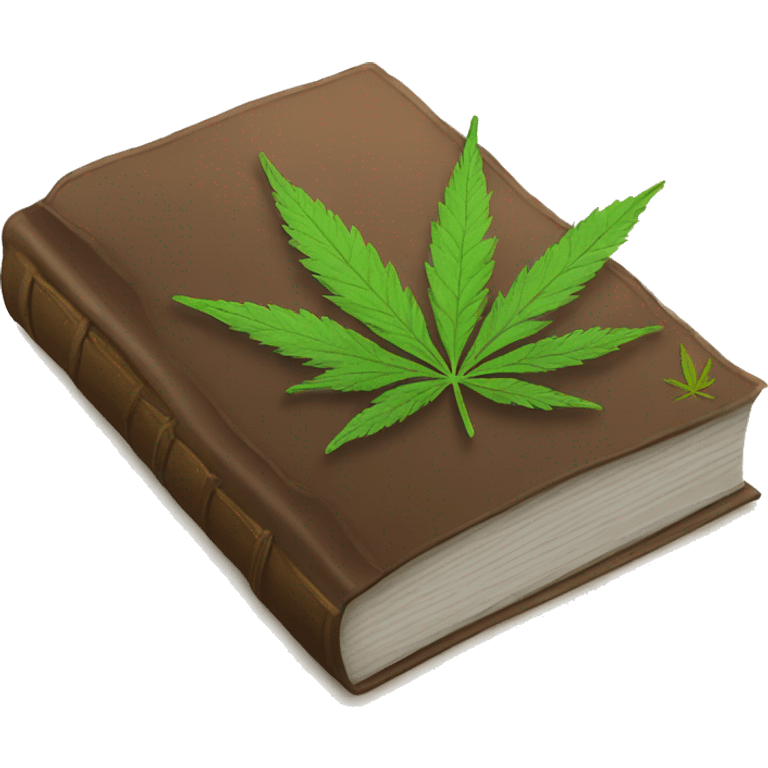 closed book with a weed leaf on top of it emoji