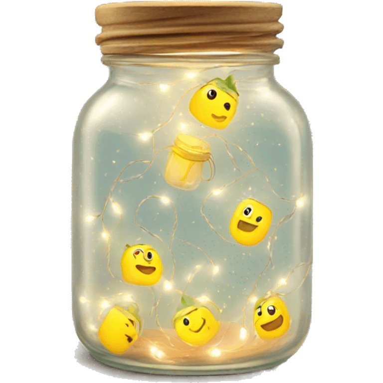 Glass jar with fairy lights inside emoji