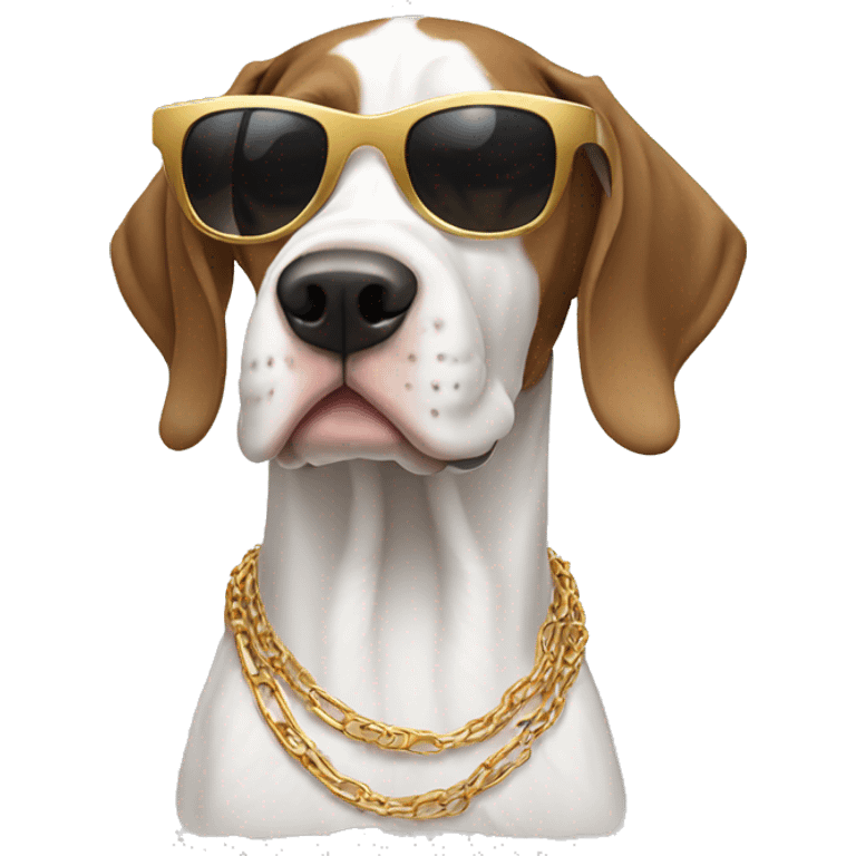 English pointer wearing sunglasses and gold chain emoji