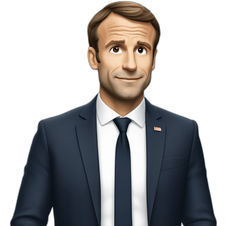 Macron qui tient un panneau stop emoji