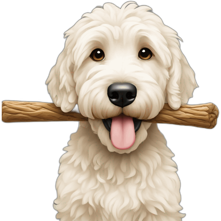 goldendoodle chewing on stick emoji