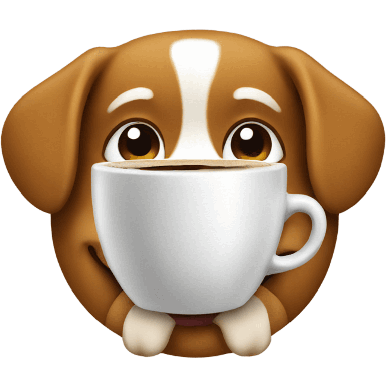 Dog with a coffee emoji