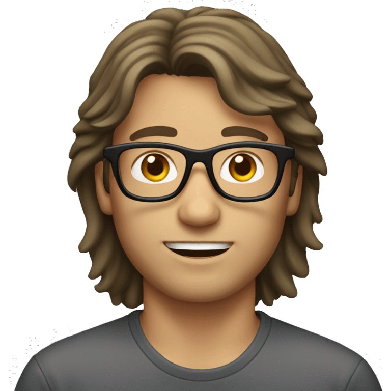 guy with mullet brown hair, glasses emoji