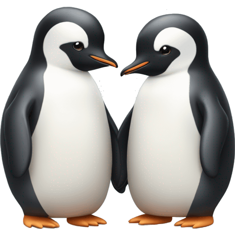 Two cute penguins holding hands  emoji