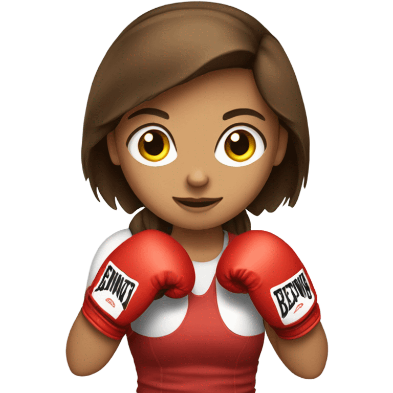 Brown hair girl with boxing gloves emoji