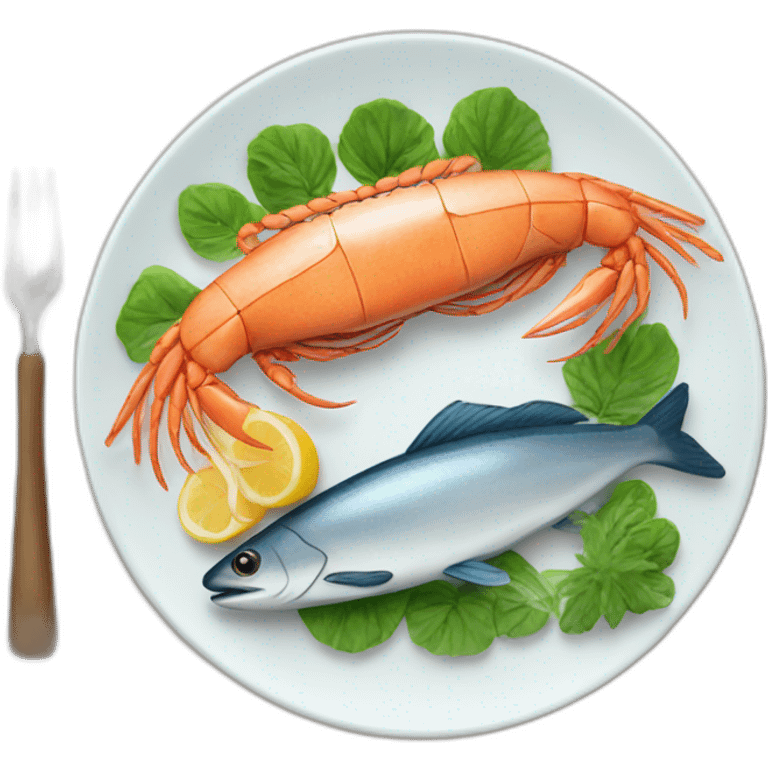 different seafoods on a plate emoji