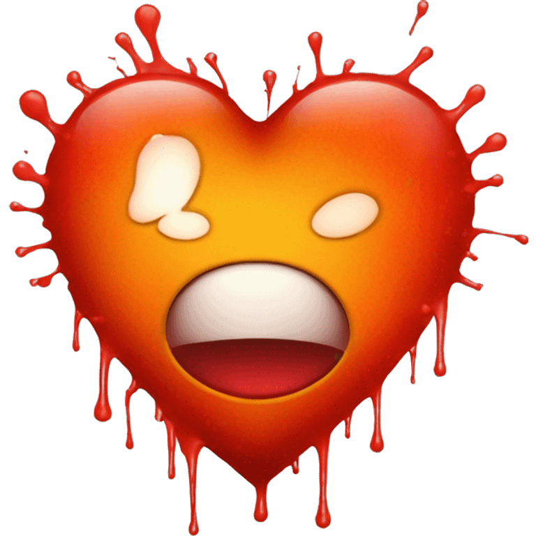 bleeding red heart glowing red-orange with splatter emoji