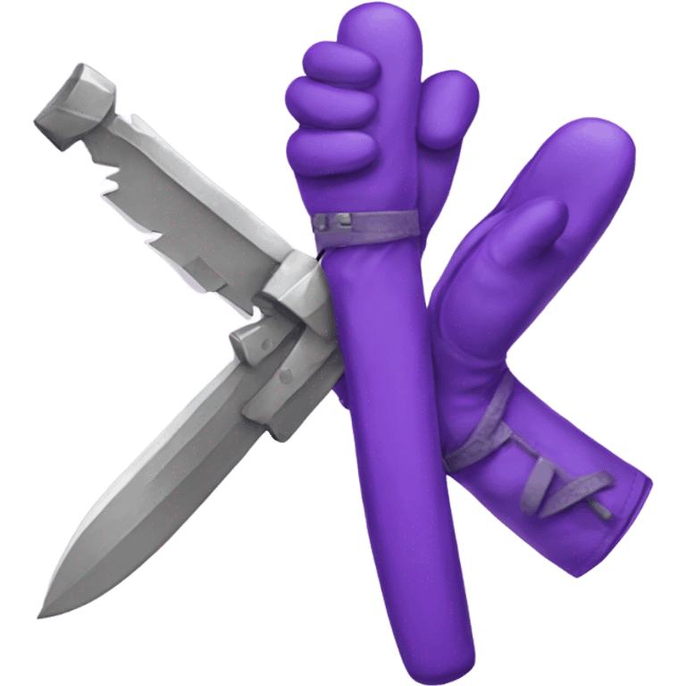 Greg with NODs, a butterfly knife and purple gloves emoji