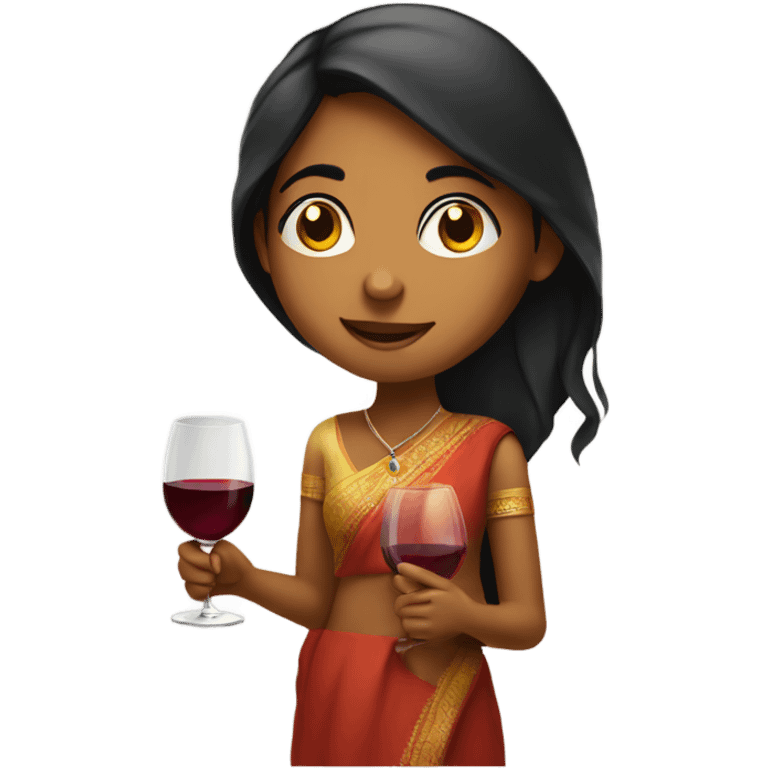 indian girl holding glass of wine emoji