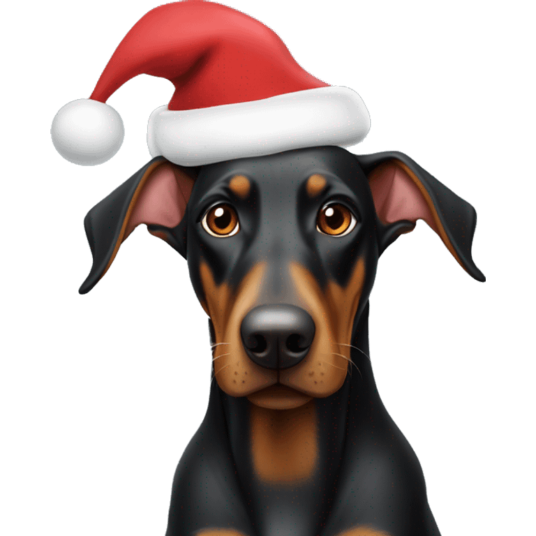 Long eared Doberman with Santa hat  emoji