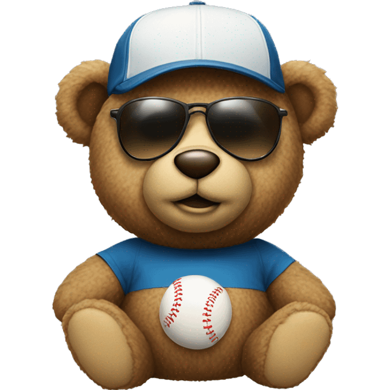 Teddy Bear with sunglasses and a baseball cap emoji