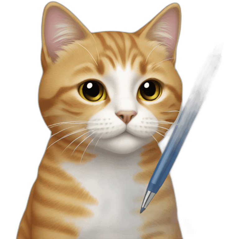 cat is using pen emoji