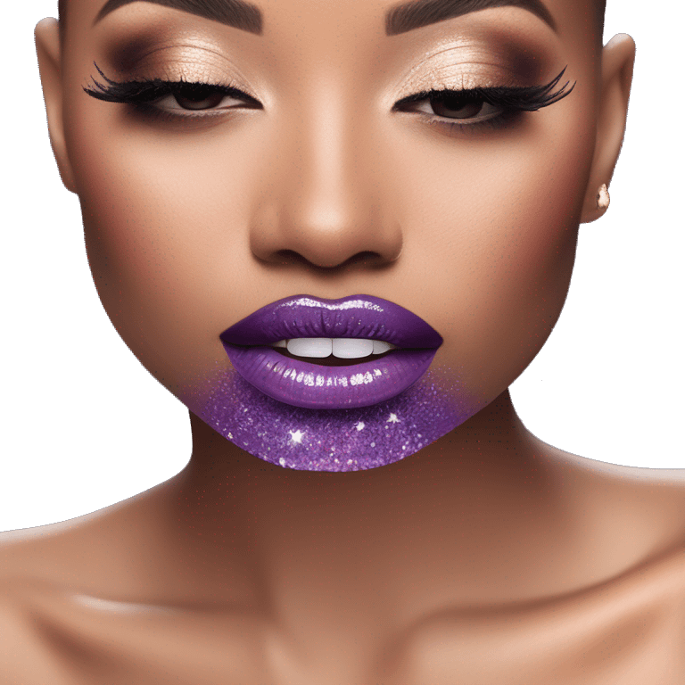 Purple ombre lip gloss with a lot of glitter emoji